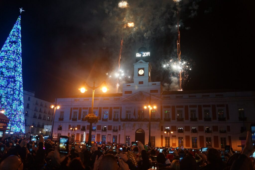Reloj en la Puerta del Sol. Madrid. 2018 Dec 31