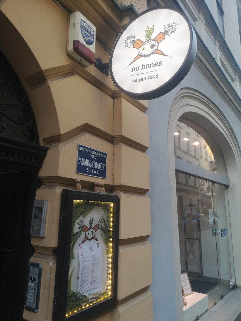 Vegan Food restaurant walking Floriańska Street. 14th April