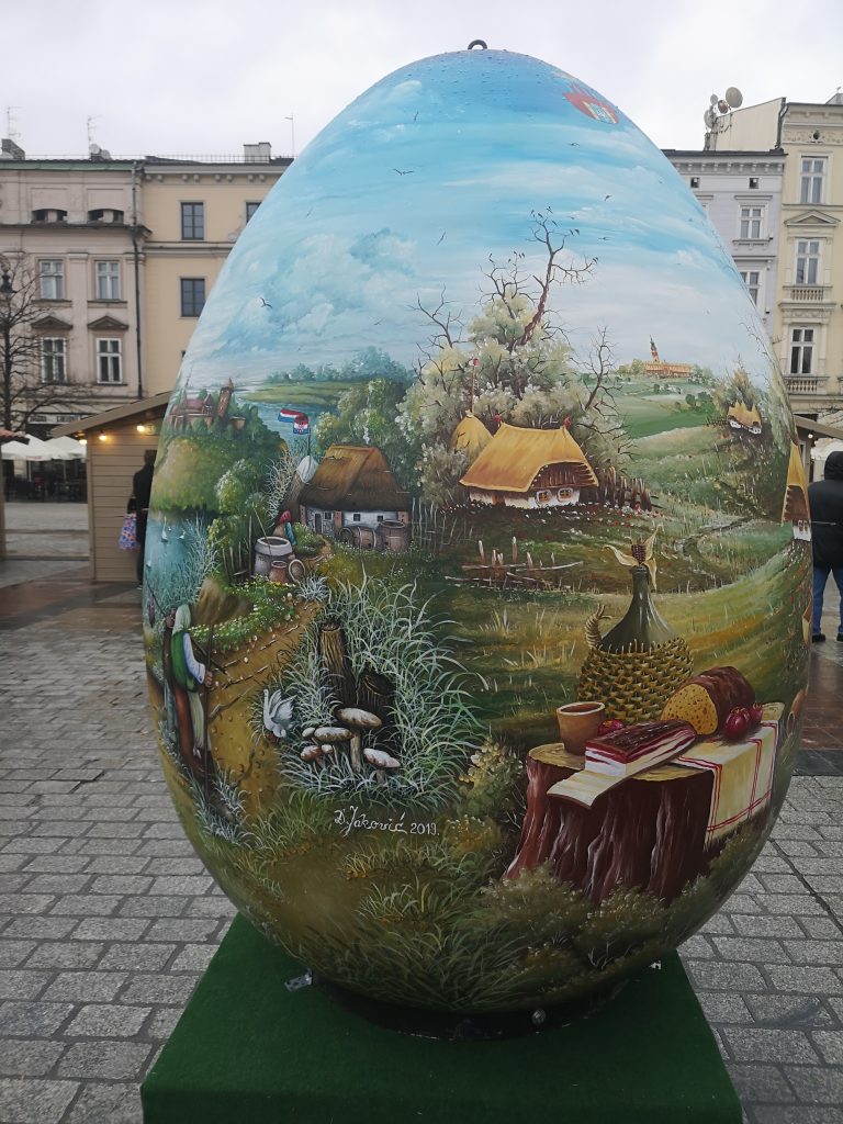 Painted "Easter Egg" in the Main Market Square. Krakow. 16th April